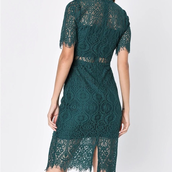 Green Sheer Lace Mini Dress - Picture 5 of 10